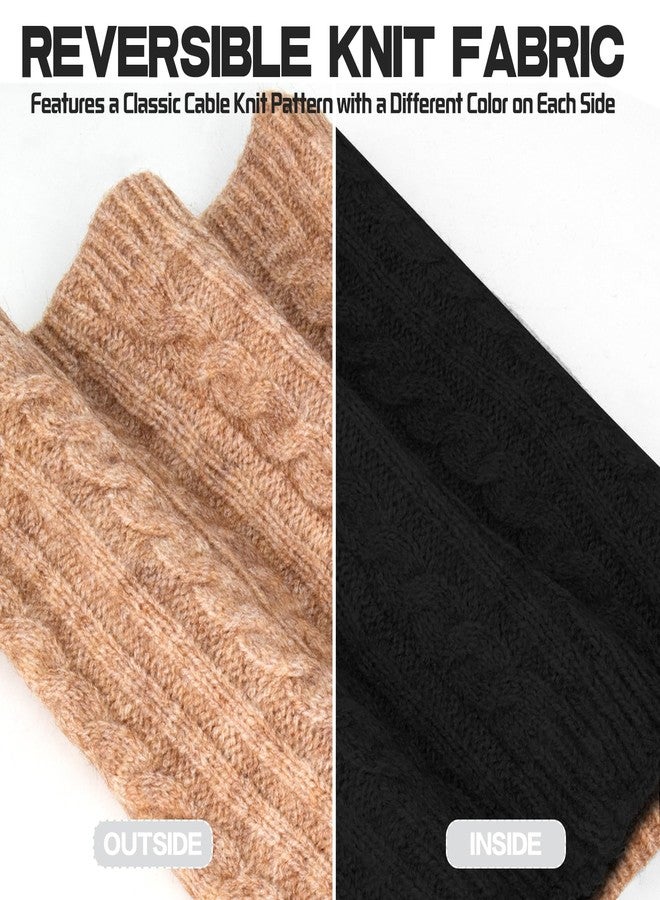 Cisnocr Reversible Winter Neck Gaiter Men Women,Knitted Neck Warmer Face Mask Ski Scarf (Black+Dark Gray) - Image 3